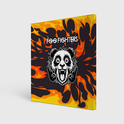 Картина квадратная Foo Fighters рок панда и огонь / 3D-принт – фото 1