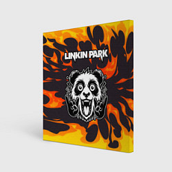 Холст квадратный Linkin Park рок панда и огонь, цвет: 3D-принт