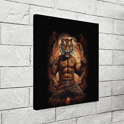 Холст квадратный Муай - Тай боевой тигр в перчатках, цвет: 3D-принт — фото 2