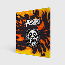 Картина квадратная Asking Alexandria рок панда и огонь