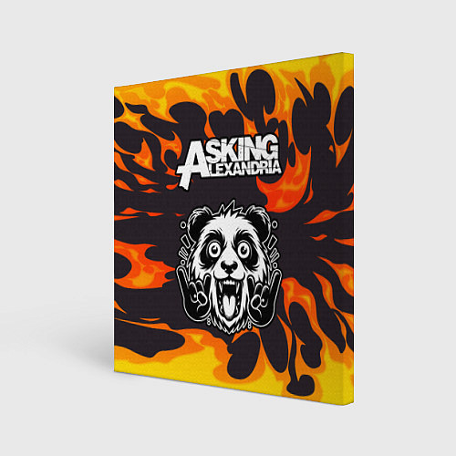 Картина квадратная Asking Alexandria рок панда и огонь / 3D-принт – фото 1