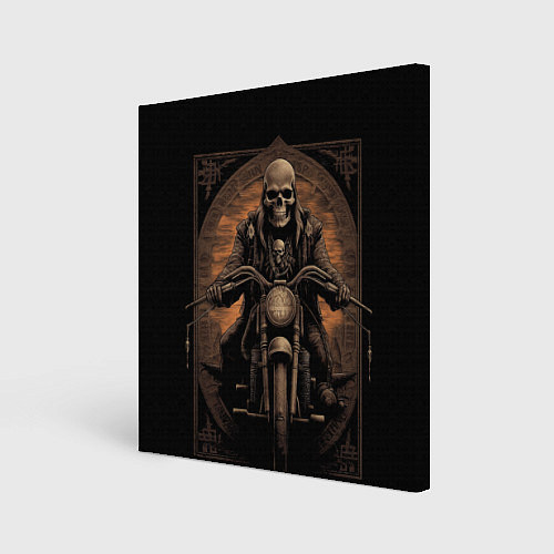 Картина квадратная Старый скелет едет на старом мотоцикле / 3D-принт – фото 1