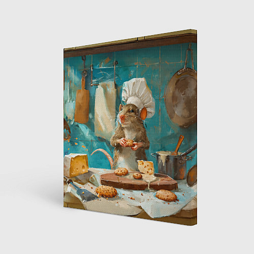 Картина квадратная Крыса шеф повар на кухне / 3D-принт – фото 1