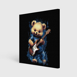 Картина квадратная Плюшевый медведь музыкант с гитарой