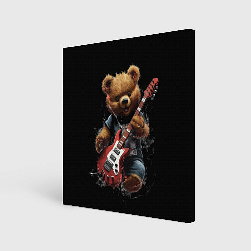 Картина квадратная Большой плюшевый медведь играет на гитаре / 3D-принт – фото 1
