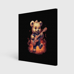 Холст квадратный Плюшевый медведь играет на гитаре, цвет: 3D-принт