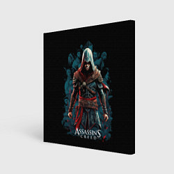 Холст квадратный Assassins creed черный фон, цвет: 3D-принт