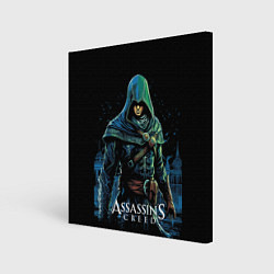 Картина квадратная Assassins creed персонаж нарисован на черном