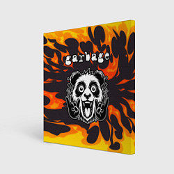 Холст квадратный Garbage рок панда и огонь, цвет: 3D-принт
