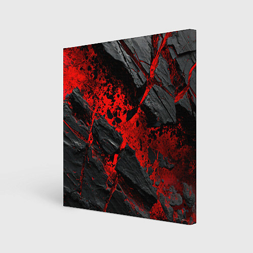 Картина квадратная Красные разломы черных камней / 3D-принт – фото 1
