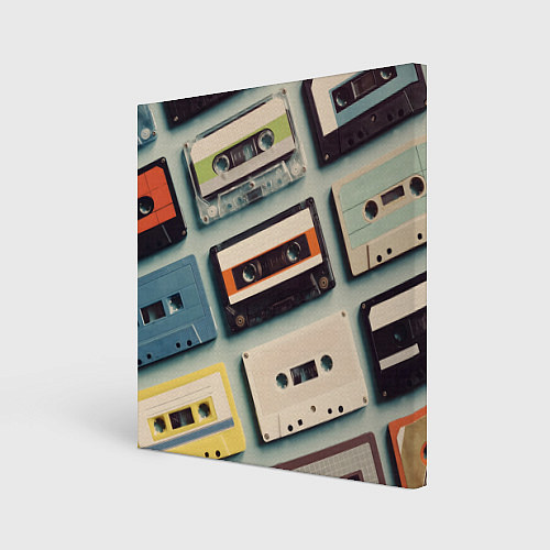 Картина квадратная Ретро аудио кассеты / 3D-принт – фото 1