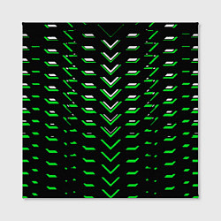 Холст квадратный Зелёно-белые полосы на чёрном фоне, цвет: 3D-принт — фото 2