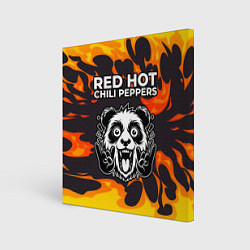 Холст квадратный Red Hot Chili Peppers рок панда и огонь, цвет: 3D-принт