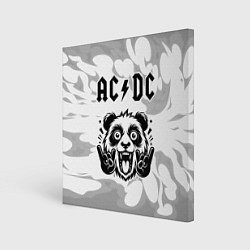 Холст квадратный AC DC рок панда на светлом фоне, цвет: 3D-принт