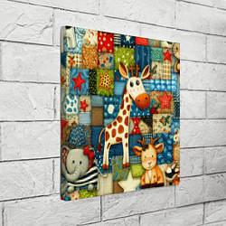 Холст квадратный Жираф и компания - пэчворк нейросеть, цвет: 3D-принт — фото 2
