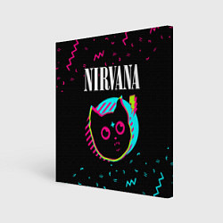 Холст квадратный Nirvana - rock star cat, цвет: 3D-принт