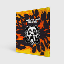Холст квадратный Twenty One Pilots рок панда и огонь, цвет: 3D-принт