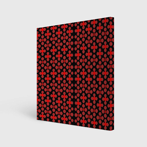 Картина квадратная Красные четырёхлистники на чёрном фоне / 3D-принт – фото 1
