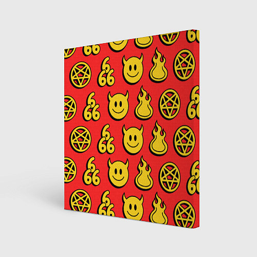 Картина квадратная 666 y2k emoji pattern / 3D-принт – фото 1