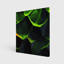 Холст квадратный Green neon abstract geometry, цвет: 3D-принт