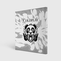 Холст квадратный Coldplay рок панда на светлом фоне, цвет: 3D-принт