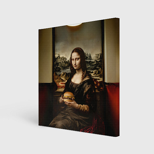 Картина квадратная Мона Лиза и большой гамбургер / 3D-принт – фото 1