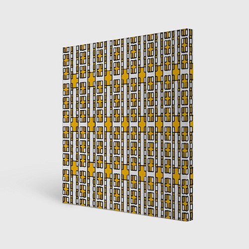 Картина квадратная Жёлтые и белые кирпичики на белом фоне / 3D-принт – фото 1