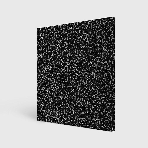 Картина квадратная Белые завитушки на черном фоне / 3D-принт – фото 1