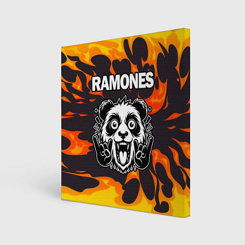 Картина квадратная Ramones рок панда и огонь / 3D-принт – фото 1