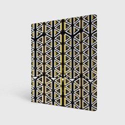 Холст квадратный Жёлто-белые треугольники на чёрном фоне, цвет: 3D-принт