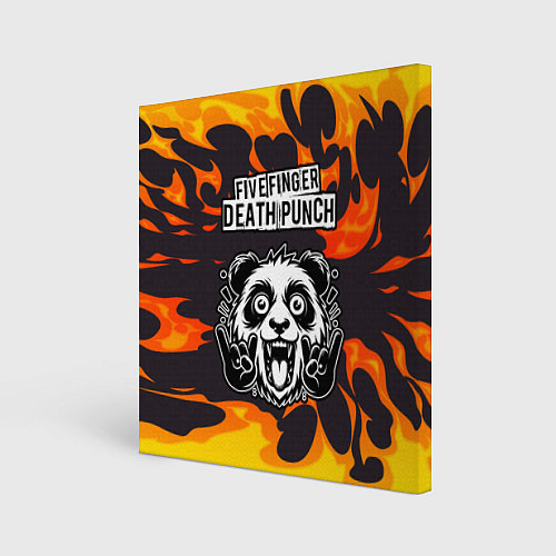 Картина квадратная Five Finger Death Punch рок панда и огонь / 3D-принт – фото 1