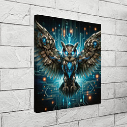 Холст квадратный Величественная кибернетическая сова на фоне футури, цвет: 3D-принт — фото 2
