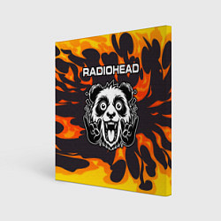 Холст квадратный Radiohead рок панда и огонь, цвет: 3D-принт