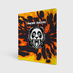 Холст квадратный Imagine Dragons рок панда и огонь, цвет: 3D-принт
