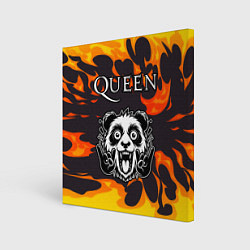 Холст квадратный Queen рок панда и огонь, цвет: 3D-принт