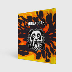 Холст квадратный Megadeth рок панда и огонь, цвет: 3D-принт
