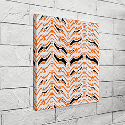 Холст квадратный Агрессивный бело-оранжевый паттерн, цвет: 3D-принт — фото 2
