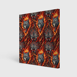 Холст квадратный Волки эпичный паттерн, цвет: 3D-принт