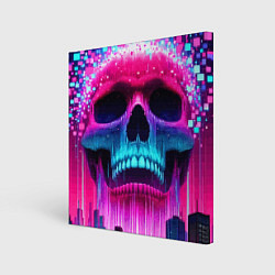 Картина квадратная Pixel skull blast brain - cyber city ai art