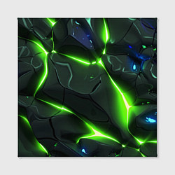 Холст квадратный Яркий неоновый свет из разлома плит, цвет: 3D-принт — фото 2