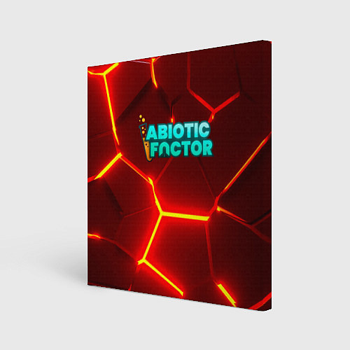 Картина квадратная Abiotic Factor логотип на красном неоновом фоне / 3D-принт – фото 1