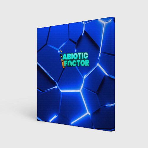 Картина квадратная Abiotic Factor логотип на синем неоновом фоне / 3D-принт – фото 1