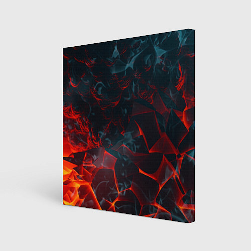 Картина квадратная Темная абстракция с разломом красных плит / 3D-принт – фото 1