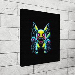 Холст квадратный Pikachu and skeletons - neon glow ai art, цвет: 3D-принт — фото 2