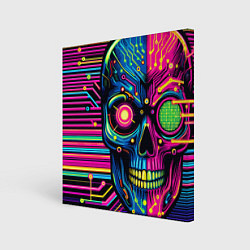 Холст квадратный Pop art skull - ai art, цвет: 3D-принт