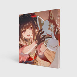Холст квадратный Honkai Star Rail Sparkle and kitsune mask, цвет: 3D-принт