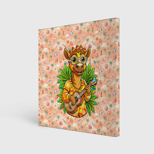 Картина квадратная Жираф играет на гитаре / 3D-принт – фото 1