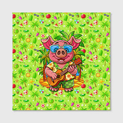 Холст квадратный Свинка с гитарой жаркое лето, цвет: 3D-принт — фото 2