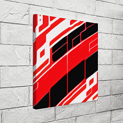 Холст квадратный Красно-белые полосы и чёрный фон, цвет: 3D-принт — фото 2