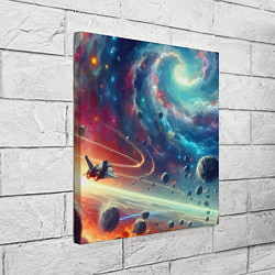Холст квадратный Полет к далёкой планете - нейросеть, цвет: 3D-принт — фото 2